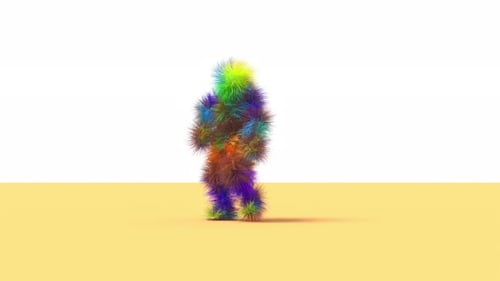 Abstract Colorful Furry Dancing Creature Animation