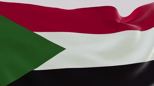 Realistic Sudan Flag Waving Animation Loop