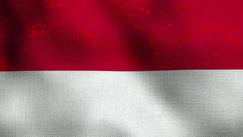 Red and White Grunge Fabric Waving Flag Loop