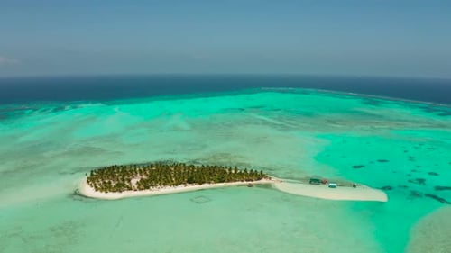 Tropical Island with a Beach on the Atoll Onok Island Balabac Philippines