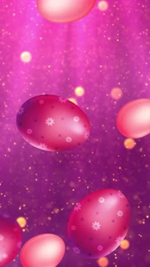 Animated Pink Easter Eggs Falling with Bokeh Background