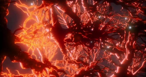 Erkunden Sie die komplexe Schönheit eines Neuronennetzwerks in der Dämmerung