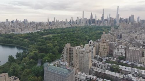 Aerial view of Central Park on an overcast day. Shot on Manhattan’s Upper West Side.