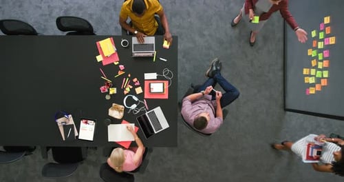 Aerial View of Team Meeting in Office