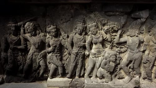 Carved Asian Statues at Prambanan Temple, Yogyakarta, Indonesia