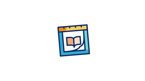 Animated Notebook with Open Book Flat Design Icon
