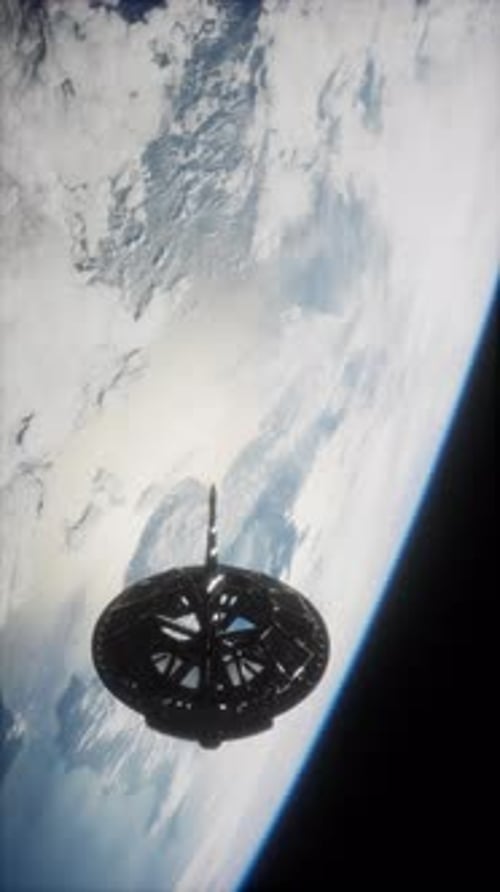 Futuristic Space Satellite Orbiting the Earth