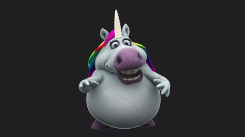 Fun 3D cartoon unicorn talking (with alpha channel)