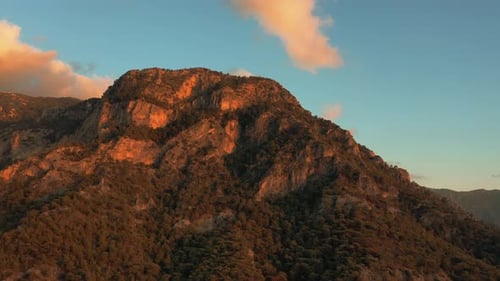 sunset mountains and forest