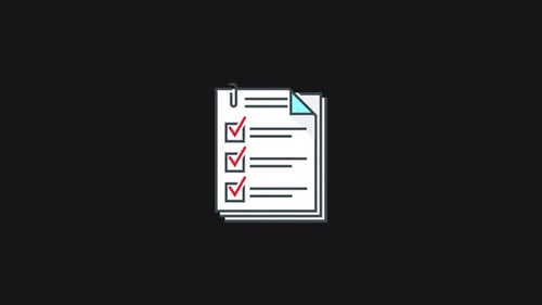 Animated Checklist Document Icon in Flat Design
