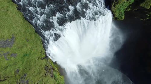 Nature Iceland River Waterfall Beautiful Magical Landscape Aerial Top