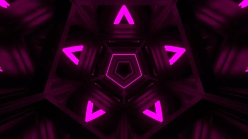Pink And Green Mirrored Pentagonal Tunnel Background Vj Loop In 4K