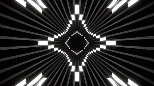White Neon Line Move On Square Tunnel Background Vj Loop In 4K