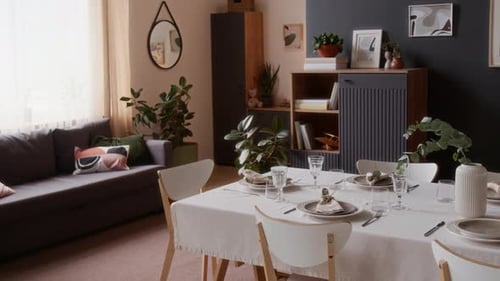 Beautifully decorated dining table with modern design