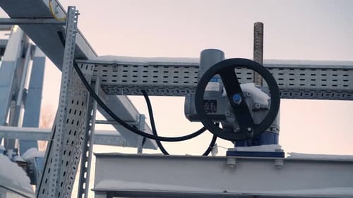 Black Lever on Metal Construction at Purification Station