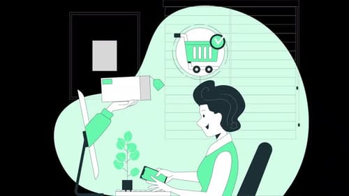 Woman Order Product On E-Commerce Website On Alpha Channel