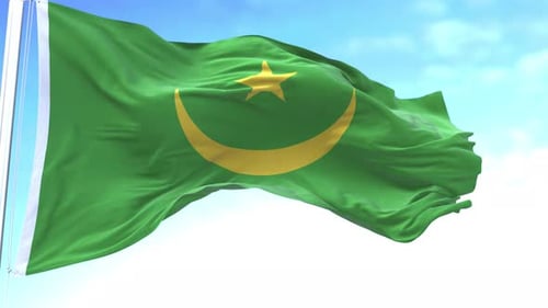 Realistic Mauritania Flag Waving in Wind