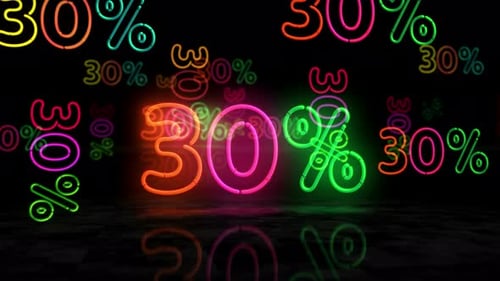Colorful Neon 30 Percent Discount Marketing Animation