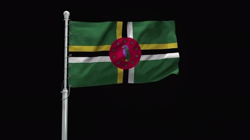Dominica National Flag Realistic Waving Animation