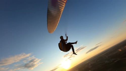 Paraglider Flying Above the Forest Fpv Drone Flies Above His Head
