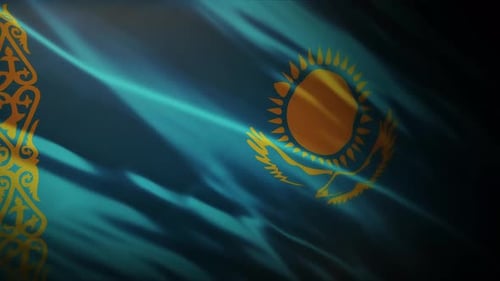 Kazakhstan National Flag Waving Loop