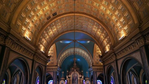 Interior view of the Saint Stephen Orthodox Church in Istanbul, Turkey. A lot of decoration, the alt