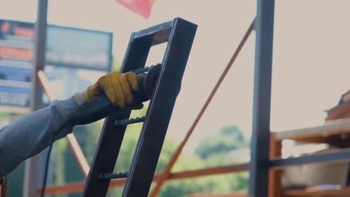 Power Tool Smoothing Metal in Warehouse