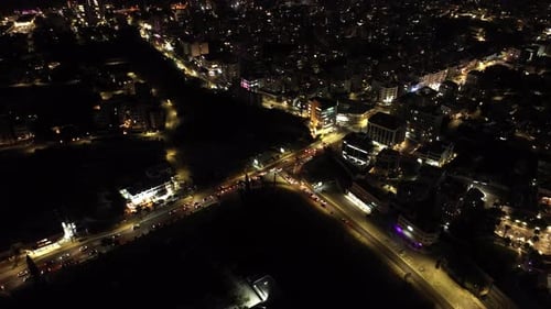 Aerial View Urban Landscape of the Night City