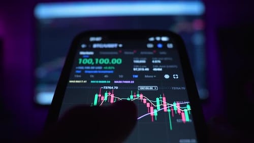 Close Up Cryptocurrency Chart on Mobile Device