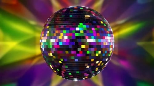 Rotating Colorful Disco Ball with Vibrant Abstract Lights