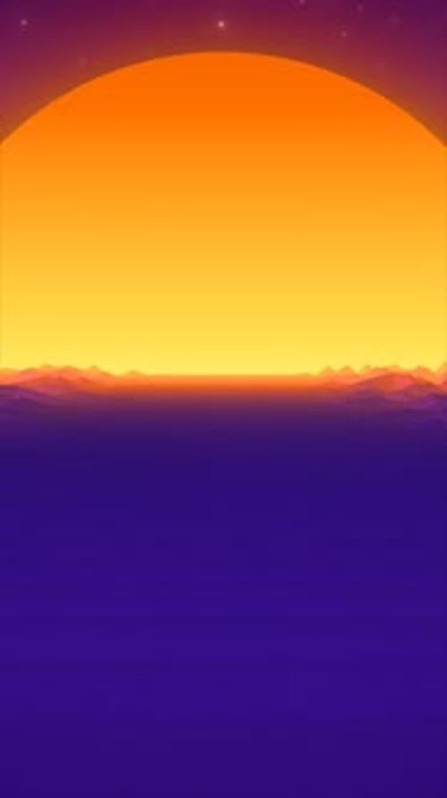 Animated Retro Synthwave Sunset Grid Vertical Background