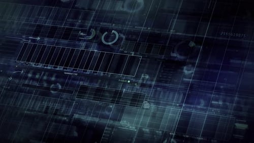 Futuristic Digital HUD Interface with Data Analysis