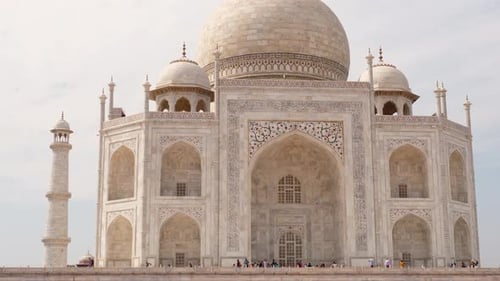 AGRA INDIA 02 MARCH 2020 Taj Mahal One of the Masterpieces of World Architecture A Lot of Tourists