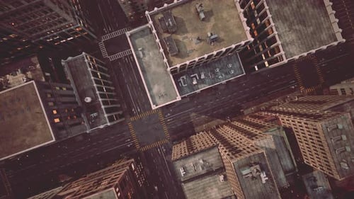 Aerial City View with Crossroads and Buildings