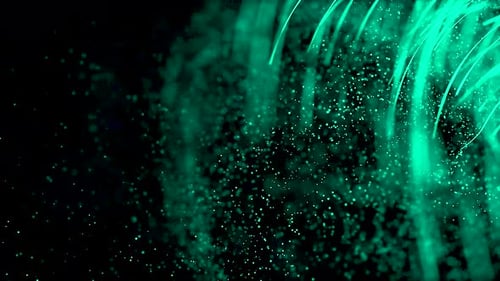Dynamic Abstract Green Glowing Lines and Particles Background