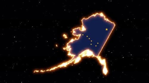 Alaska State Map Outline with Glowing Energy Effect