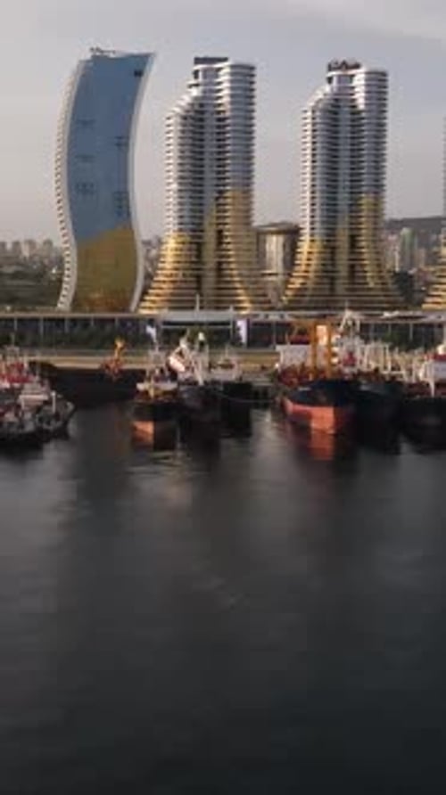 Skyscapers Behind Ship Harbor