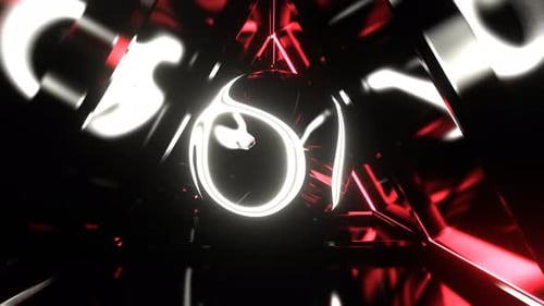 White And Red Psychedelic Neon Core In The Infinite Tunnel Background Vj Loop In 4K