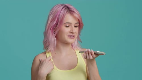 Woman Using Voice to Text on Smartphone