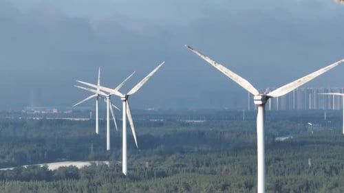 Wind Turbines in mountain during sunset