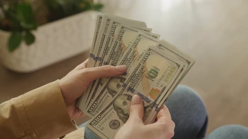 Counting 100 Dollar Bills Cash Money Close Up