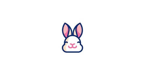 Easter Bunny Winking Animated Icon in Flat Design Style