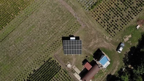 solar powered water pump at ornamental garden in Ukraine