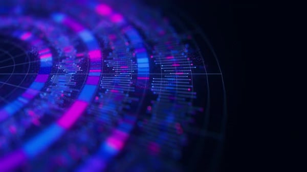 Close Up of Big Data Complex Round Graph Animation Quantum Computing ...