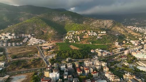 Paragliding Adventure Sport with Parachute Aerial View 4 K Turkey Alanya