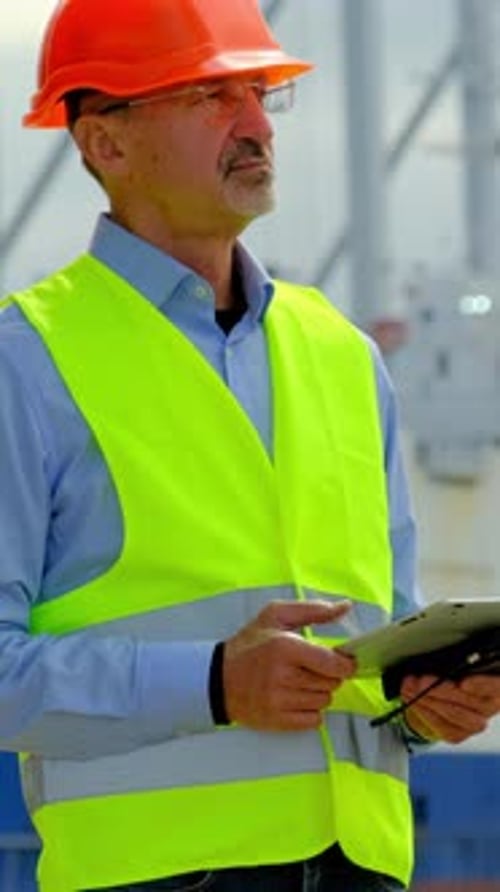 Sea Industry Port Ship General Inspector Checks Vessel Info