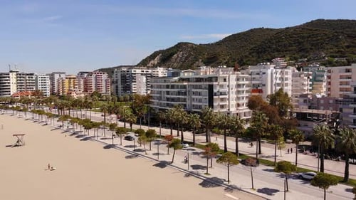 Aerial View of Beautiful Costal Shore in Vlore Albania