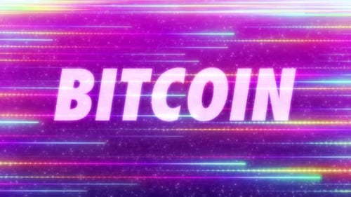 Bitcoin Word With Colourful Background