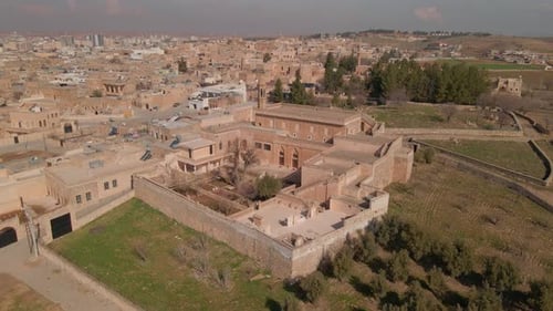Midyat city general view with drone, Mardin Turkey