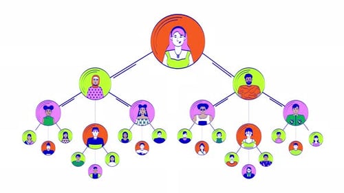 Flat Design Animated People Network Hierarchy